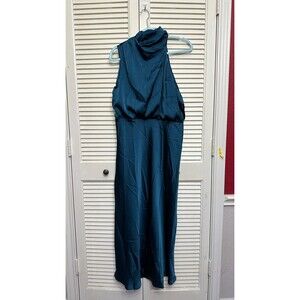 Petal and Pup Anabelle Halter Neck Mini Dress Teal Women's L